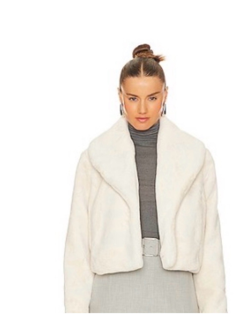 Blank NYC Cropped Faux Fur Jacket in Blush